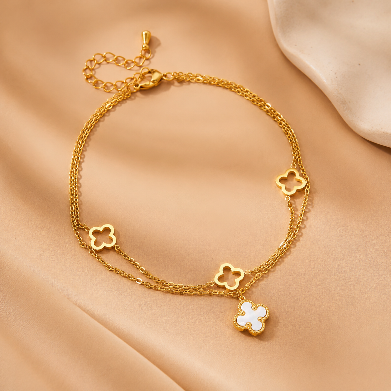 Luxury Clover Charm Gold Anklet