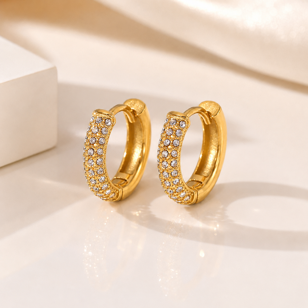 Luxury Gold Crystal Hoop Earrings