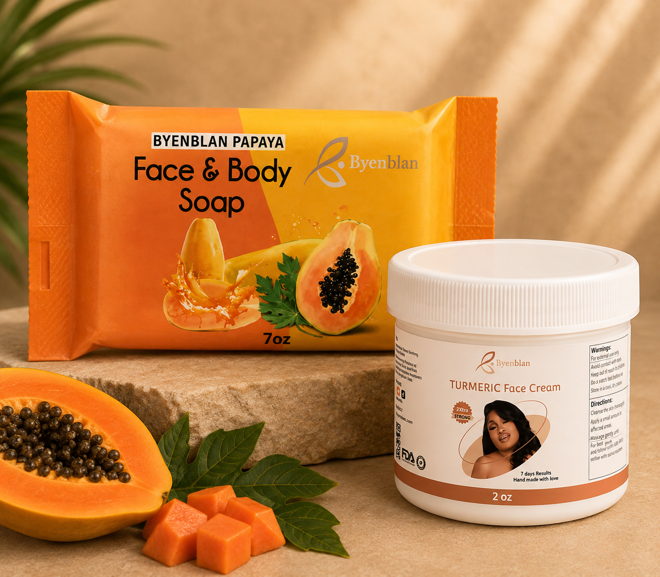2oz Turmeric face cream and 7oz soap