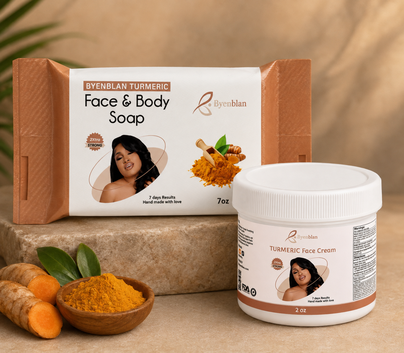 2oz Turmeric face cream and 7oz soap
